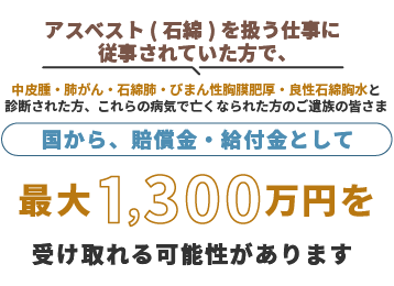 アスベスト（石綿）健康被害の給付金・賠償金請求